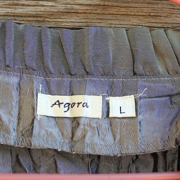 'Agora' silver metallic crinkled rhinestone button down long sleeve top - Picture 5 of 6